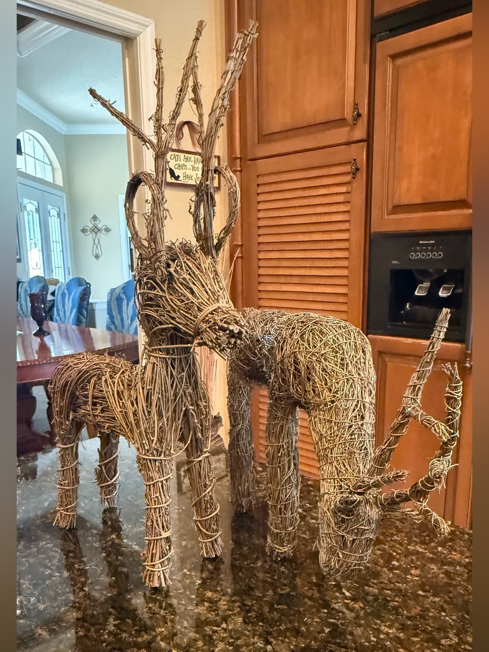 Vintage Rustic Grapevine Twig Reindeer - Set of 2